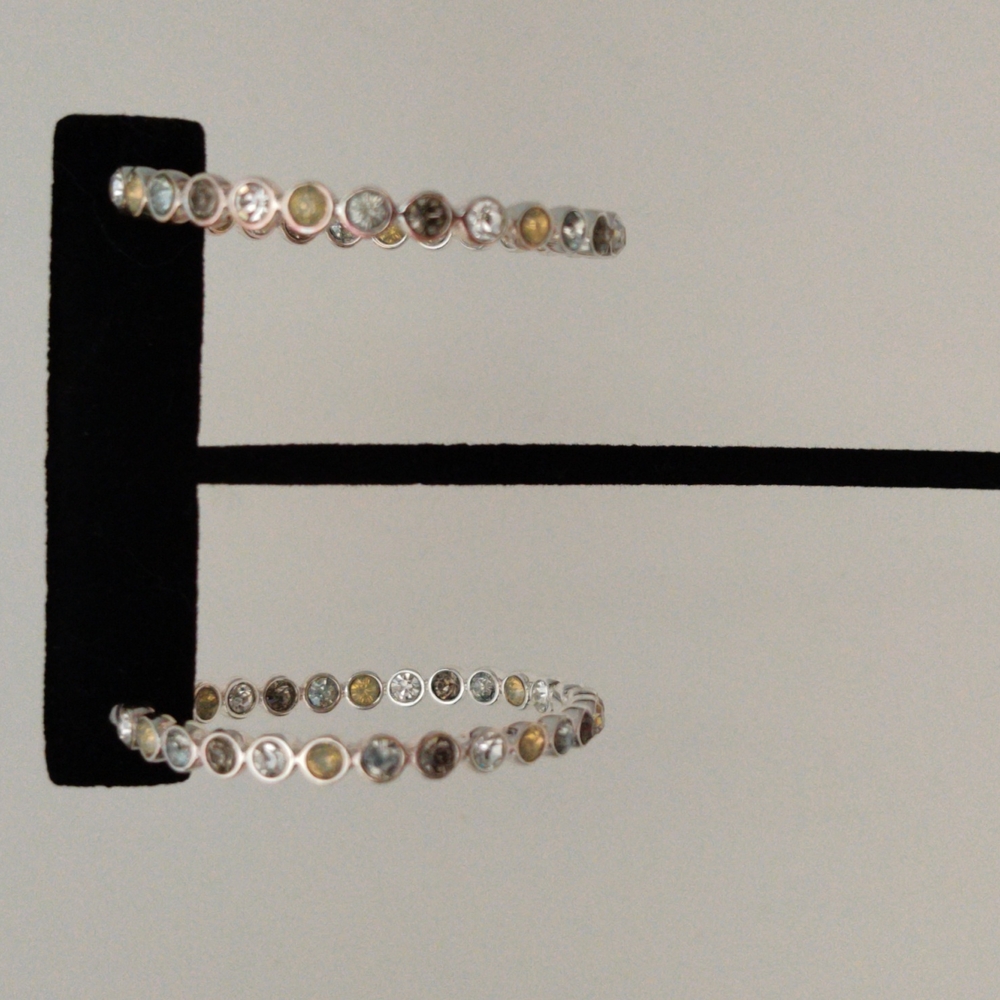Silver Labradorite Gemstone Hoop Earrings